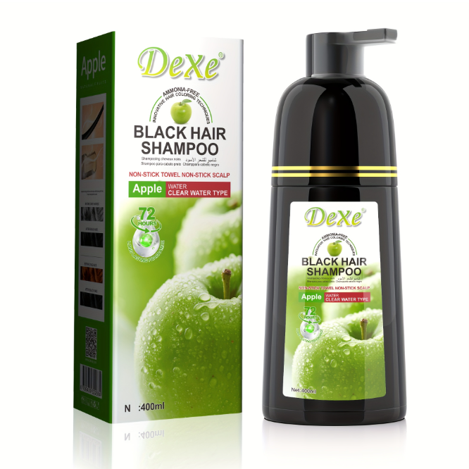 Instant Black Hair Dye Shampoo 400ml - Long-Lasting Color & Shine