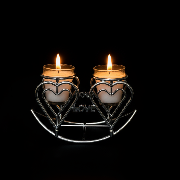 Modern Heart Tealight & Candlestick Holder - Elegant Home Decor