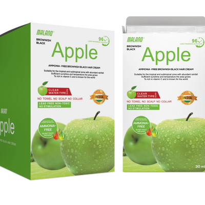 Apple 72hr Apple Ammonia Free Dye Shampoo Brown Color Sachet Pack of 30ml x 10
