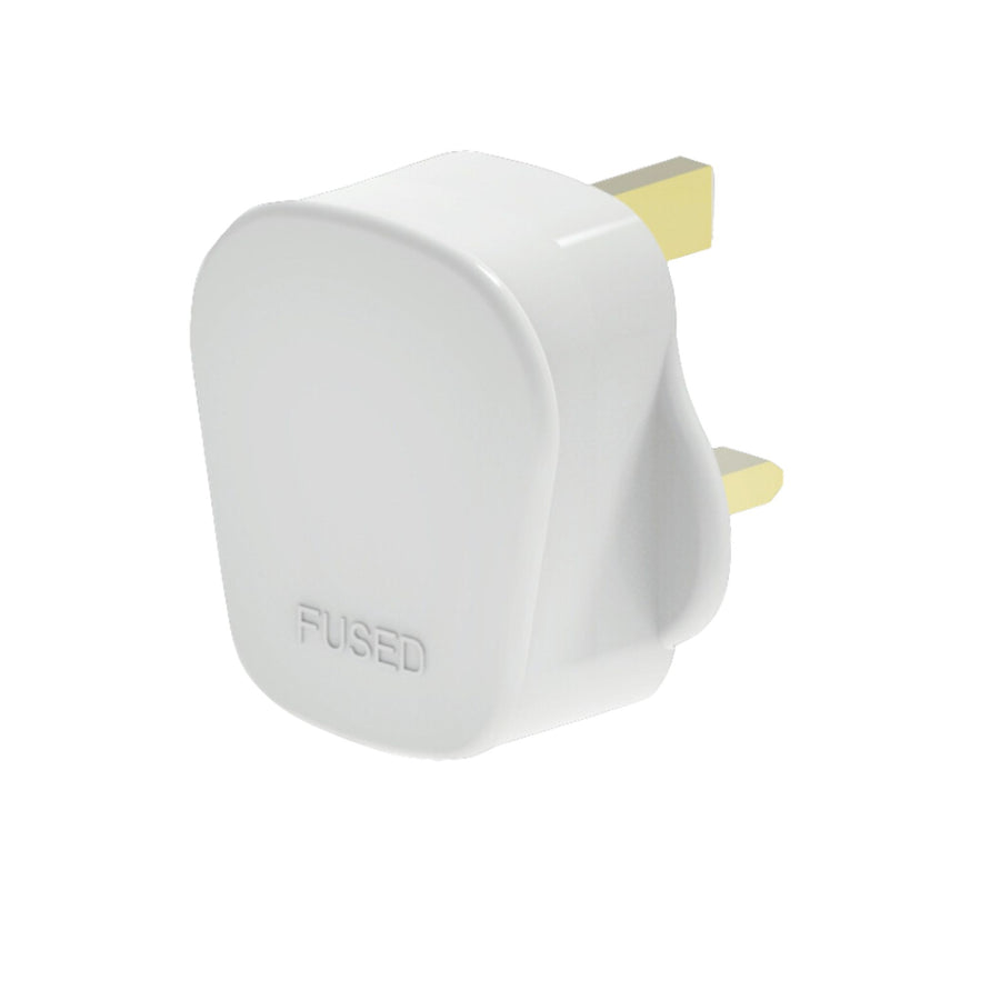 3 Pin UK Mains Top Plug 13A for UK appliances, electrical power connector.