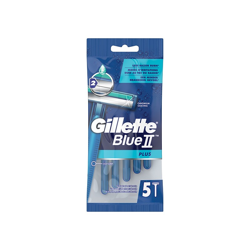 Gillette Blue II Plus Men's Disposable Razors (5-Pack) for Smooth Shave