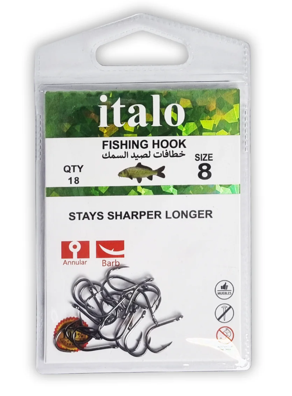 Pro-Grade Fishing Hooks - Size 8, 18-Pack | Stay Sharper Longer
