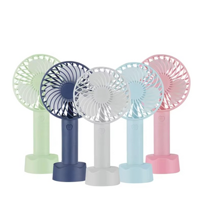 USB Mini Portable Handheld Fan with Phone Holder Rechargeable Air Cooling Device for Outdoor Use Made of Plastic