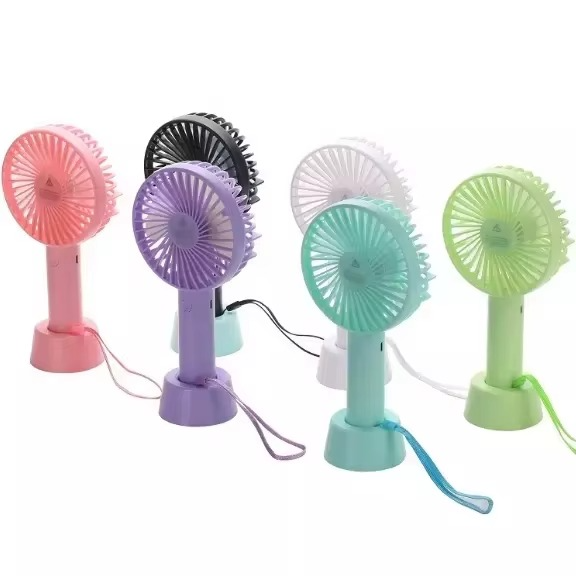 USB Mini Portable Handheld Fan with Phone Holder Rechargeable Air Cooling Device for Outdoor Use Made of Plastic