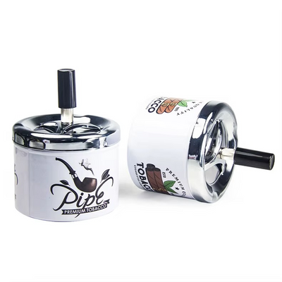 Premium 95mm Stainless Steel Ashtray with Lid - Creative Pattern