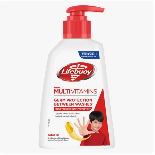 Lifebuoy Total 10 Antibacterial Hand Wash 200ml - Advanced germ protection with multivitamins for daily hand hygiene in Bahrain