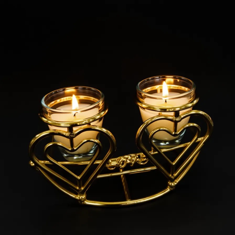 Elegant Dual Yellow Candle Holder | Romantic Home Decor Bahrain