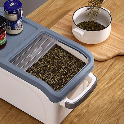 Kitchen Large Capacity Rice Grain tank Multigrain Pet Food Storage Box With Handle Wheels