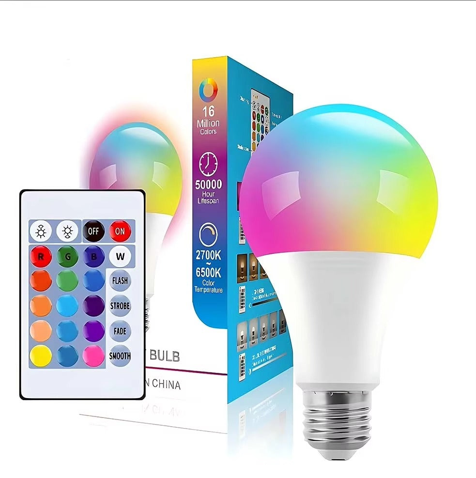 Smart RGB E27 LED Bulb with Remote Control | Dazzling Color Changing Light
