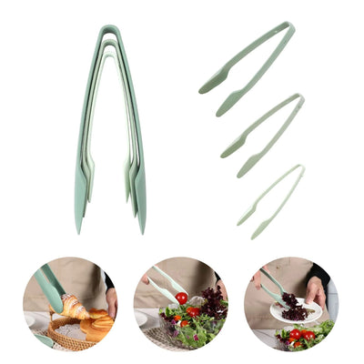 3-Piece Heat-Resistant Plastic Food Clip Set | BBQ, Baking & Serving Tongs