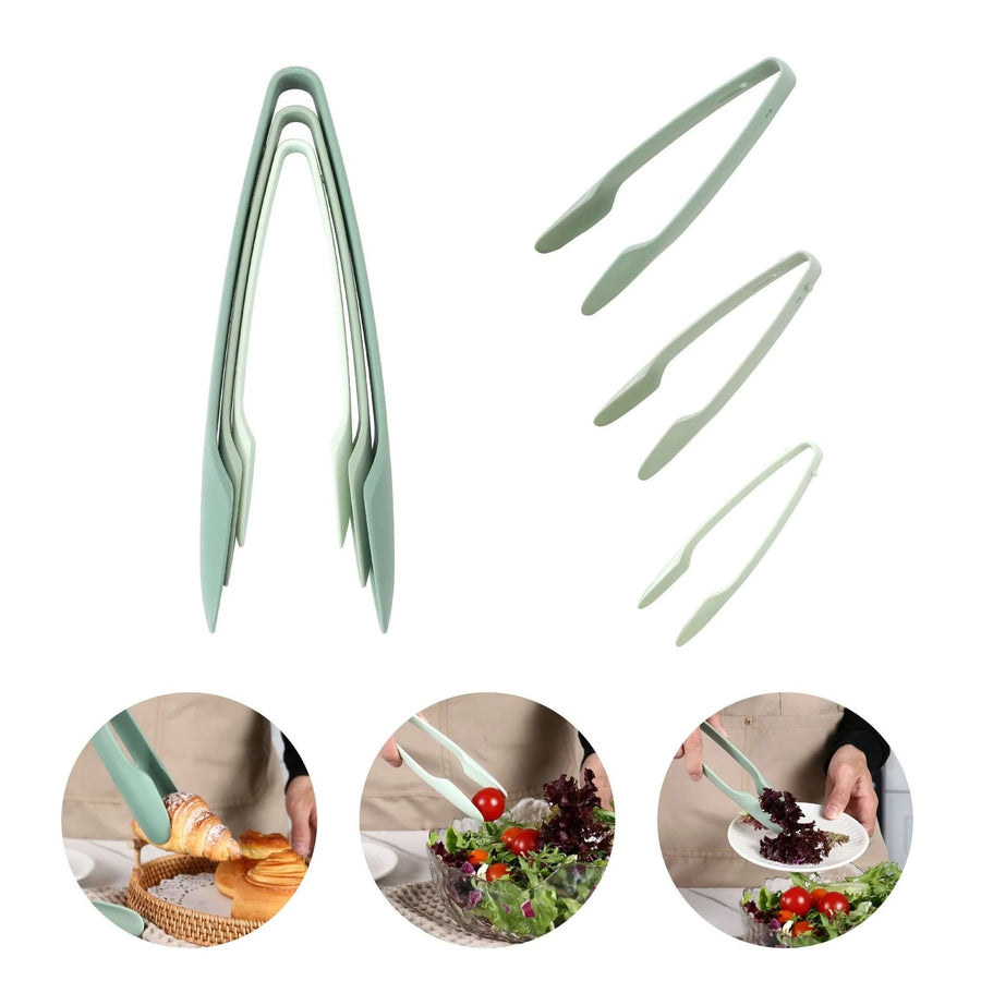 3-Piece Heat-Resistant Plastic Food Clip Set | BBQ, Baking & Serving Tongs